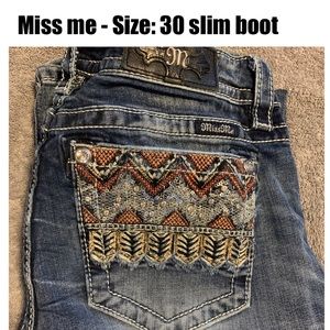 Miss Me Jean - Size: 30 - Inseam: 34 -Slim bootcut
